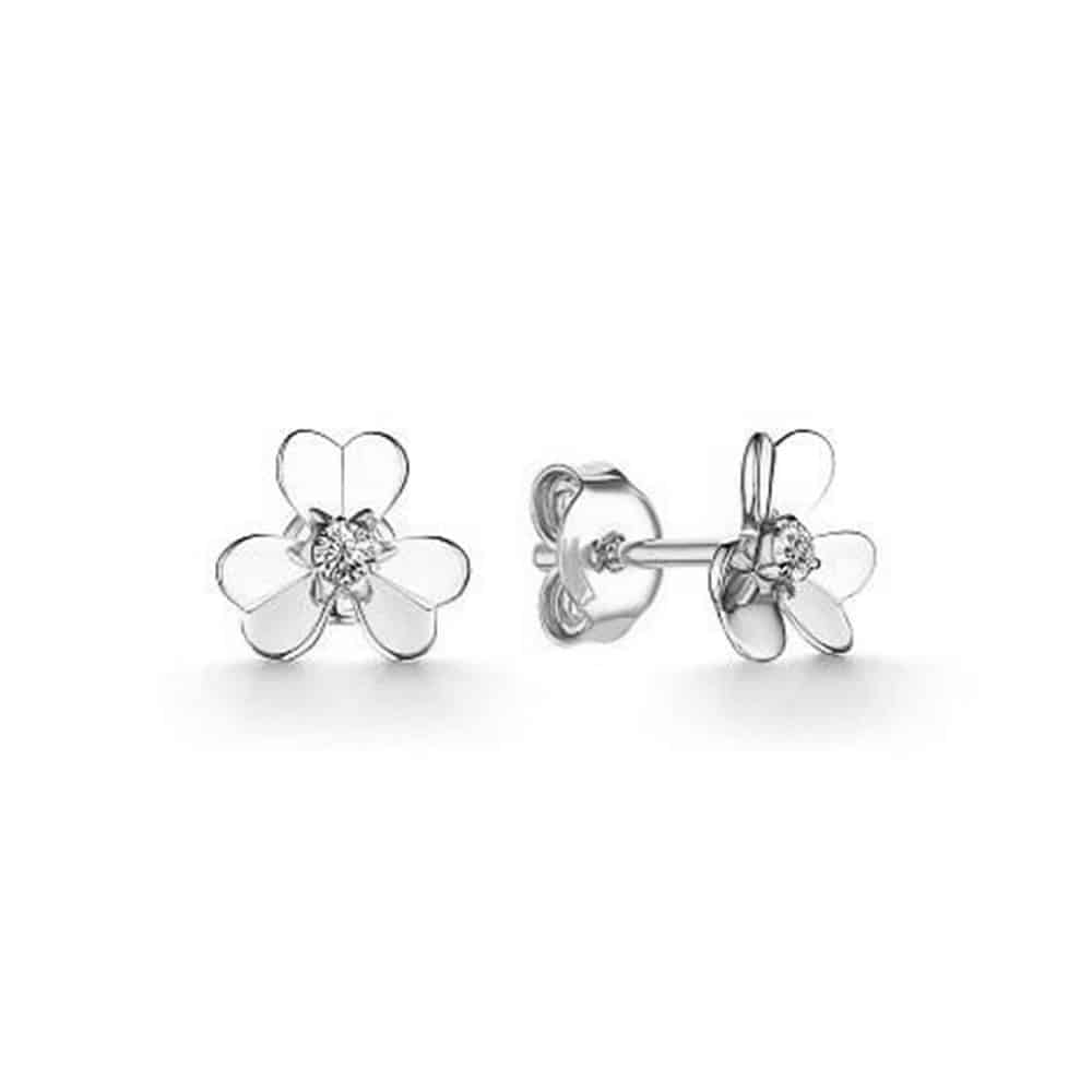 Cercei Pusete din aur alb cu pietre Diamant