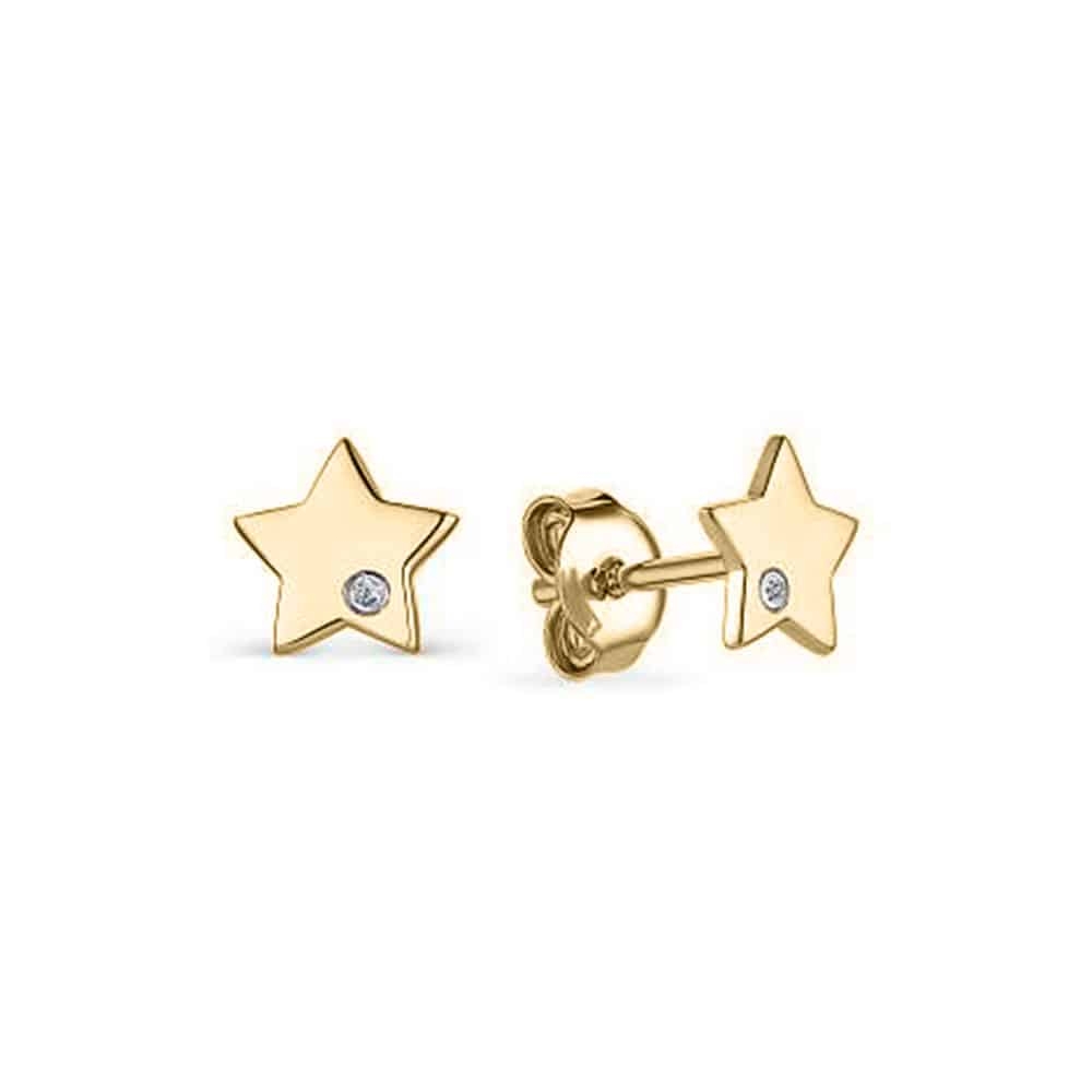 Cercei Pusete din aur galben cu pietre Diamant