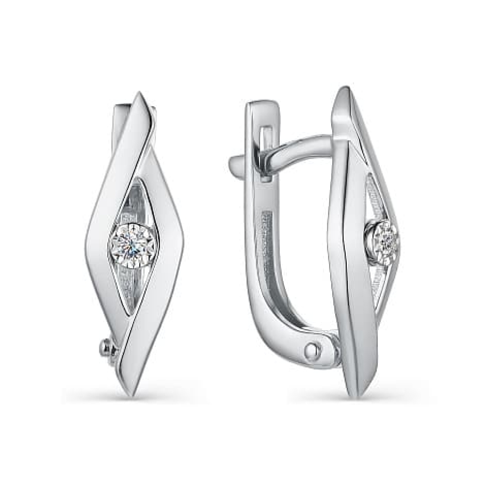 Cercei din aur alb cu pietre Diamant