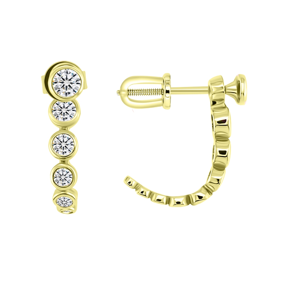 Cercei Pusete din aur galben cu pietre Diamant