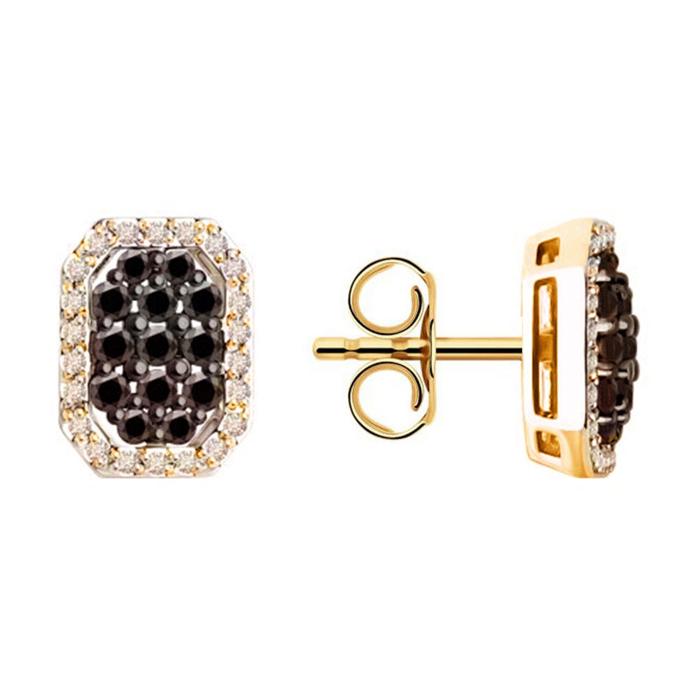 Cercei Pusete din aur roz cu pietre Diamant, Diamant negru