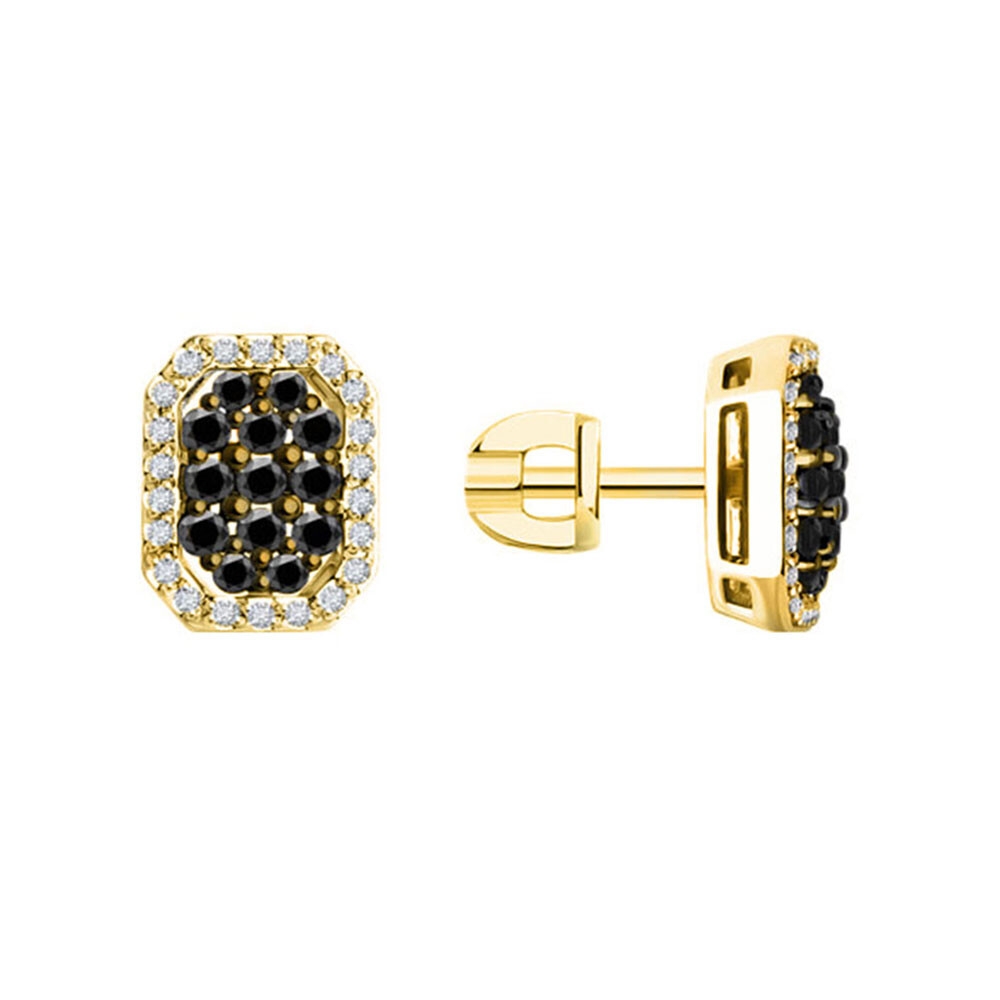 Cercei Pusete din aur roz cu pietre Diamant, Diamant negru