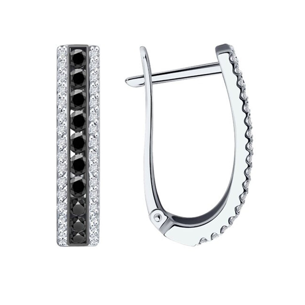 Cercei din aur alb cu pietre Diamant, Diamant negru