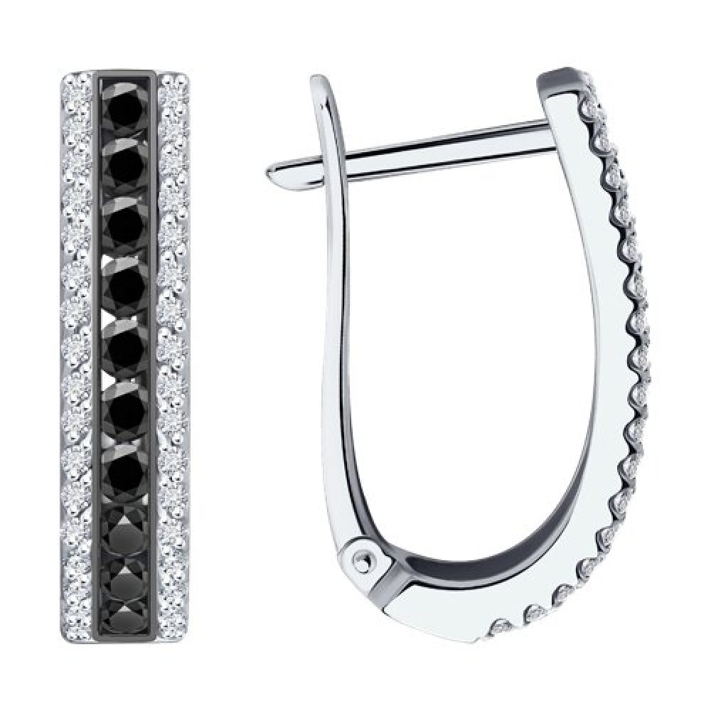 Cercei din aur alb cu pietre Diamant, Diamant negru
