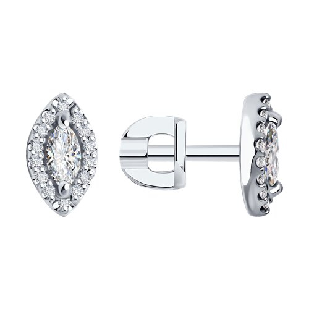 Cercei Pusete din aur alb cu pietre Diamant