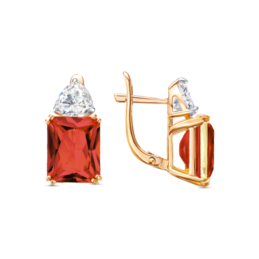 Cercei din aur roz cu pietre Cubic Zirconia Incolor, Rodolit