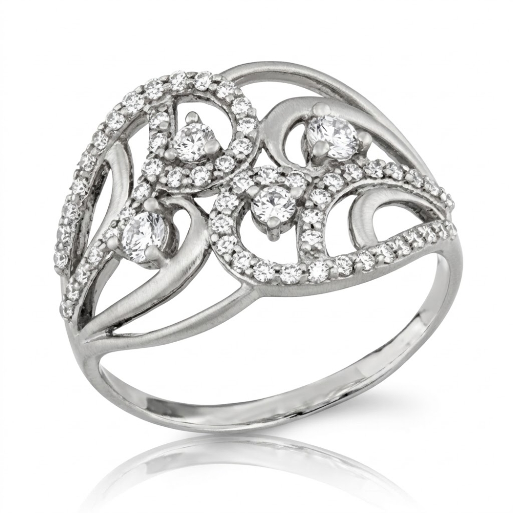 Inel din aur alb cu Cubic Zirconia Incolor