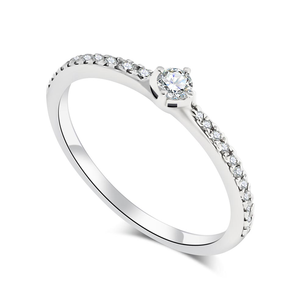 Inel din aur alb cu pietre Diamant