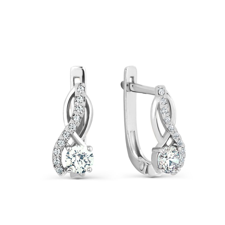 Cercei din aur alb cu pietre Cubic Zirconia Incolor