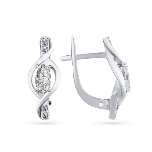 Cercei din aur alb cu pietre Cubic zirconia