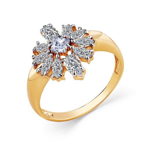 Inel din aur roșu cu pietre Cubic zirconia