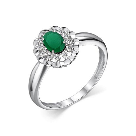 Inel din argint  cu pietre Cubic Zirconia Incolor, Agat verde