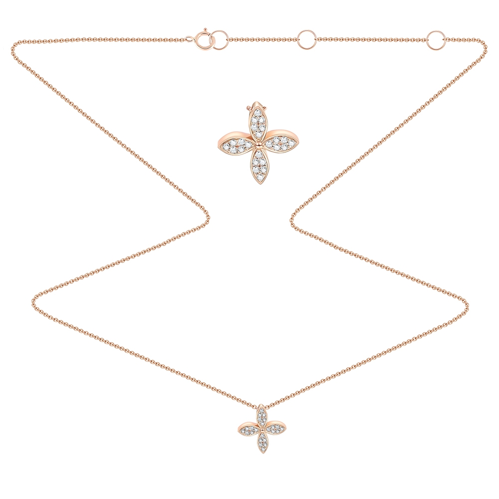 Colier din aur roz cu pietre Diamant