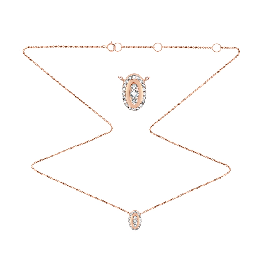 Colier din aur roz cu pietre Diamant