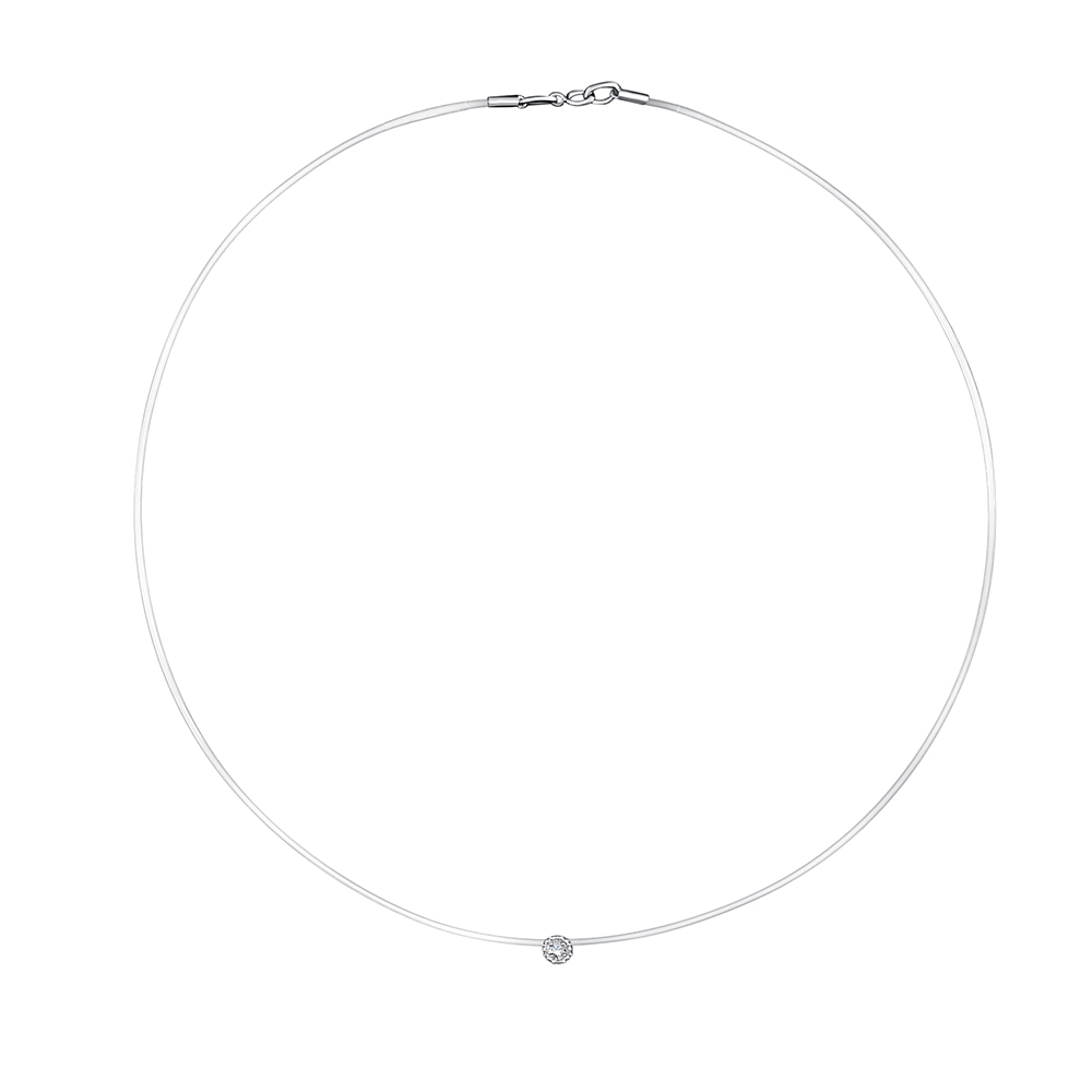 Colier din aur alb cu pietre Diamant, Fir transparent