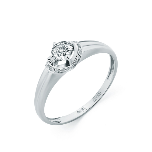 Inel din aur alb cu pietre Cubic zirconia