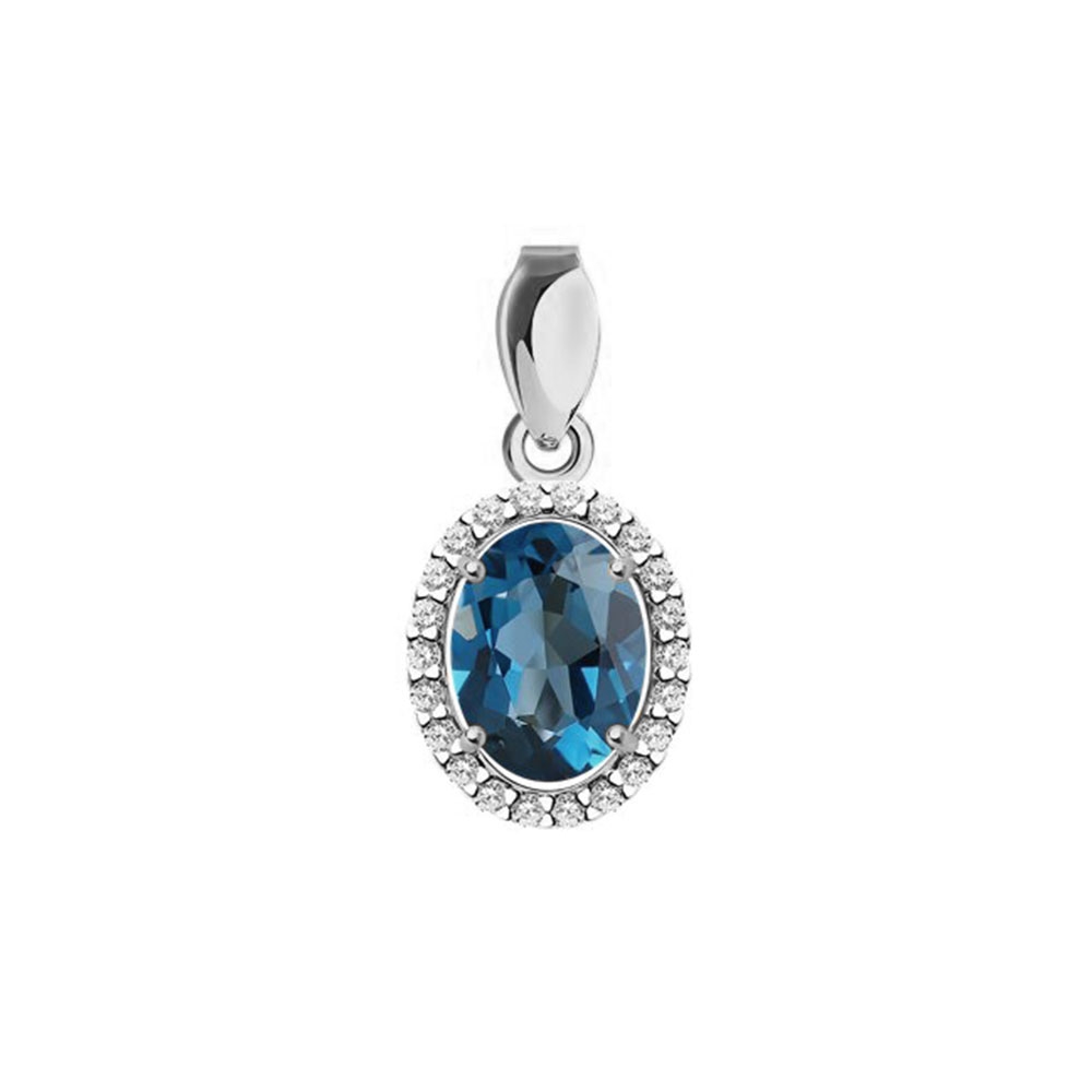 Pandantiv din aur alb cu pietre Cubic Zirconia Incolor, Topaz London