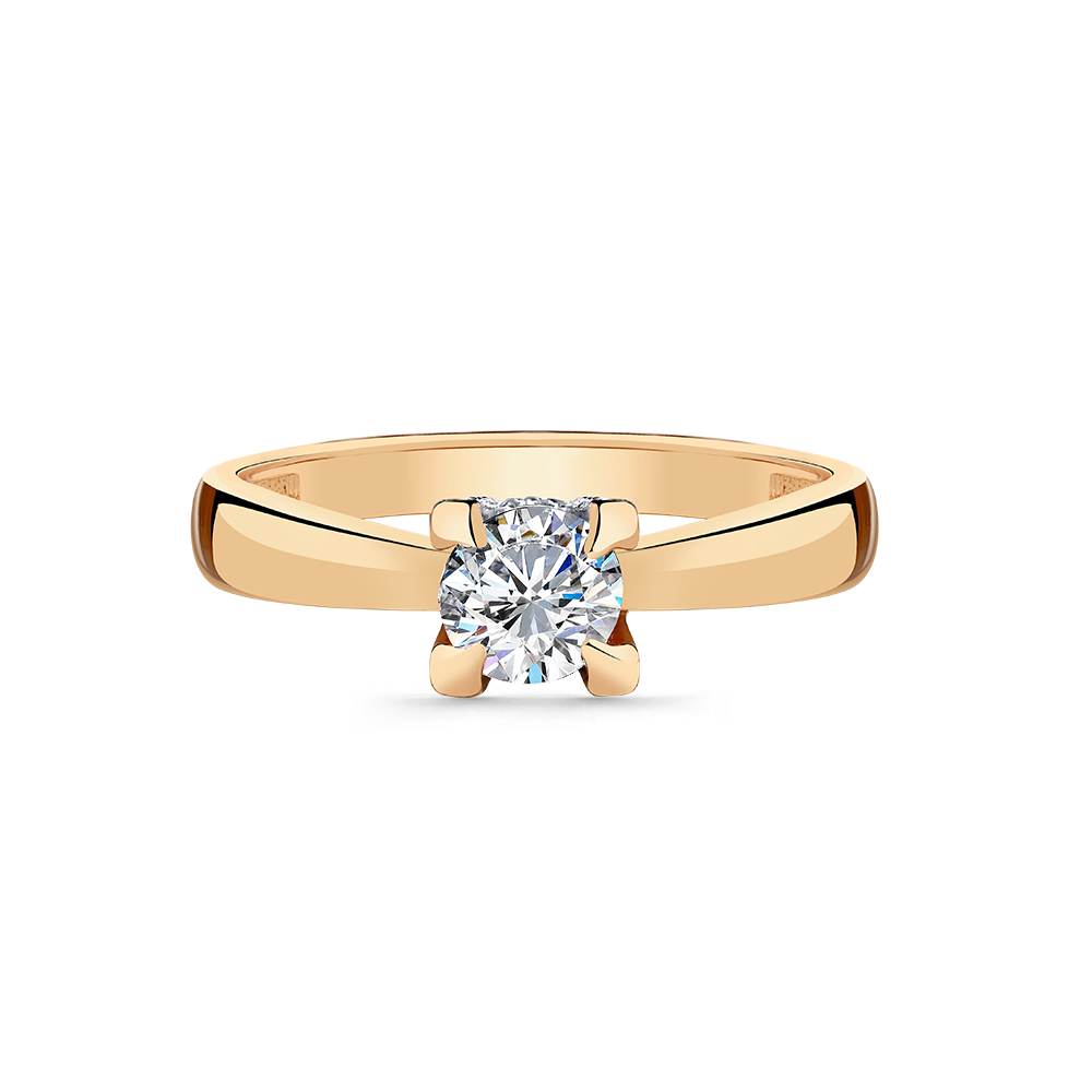 Inel din aur roșu cu pietre Cubic Zirconia Incolor