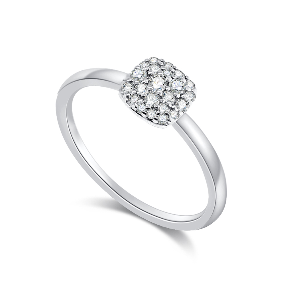 Inel din aur alb cu pietre Diamant