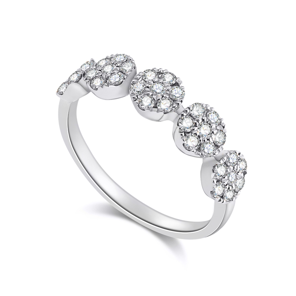 Inel din aur alb cu pietre Diamant