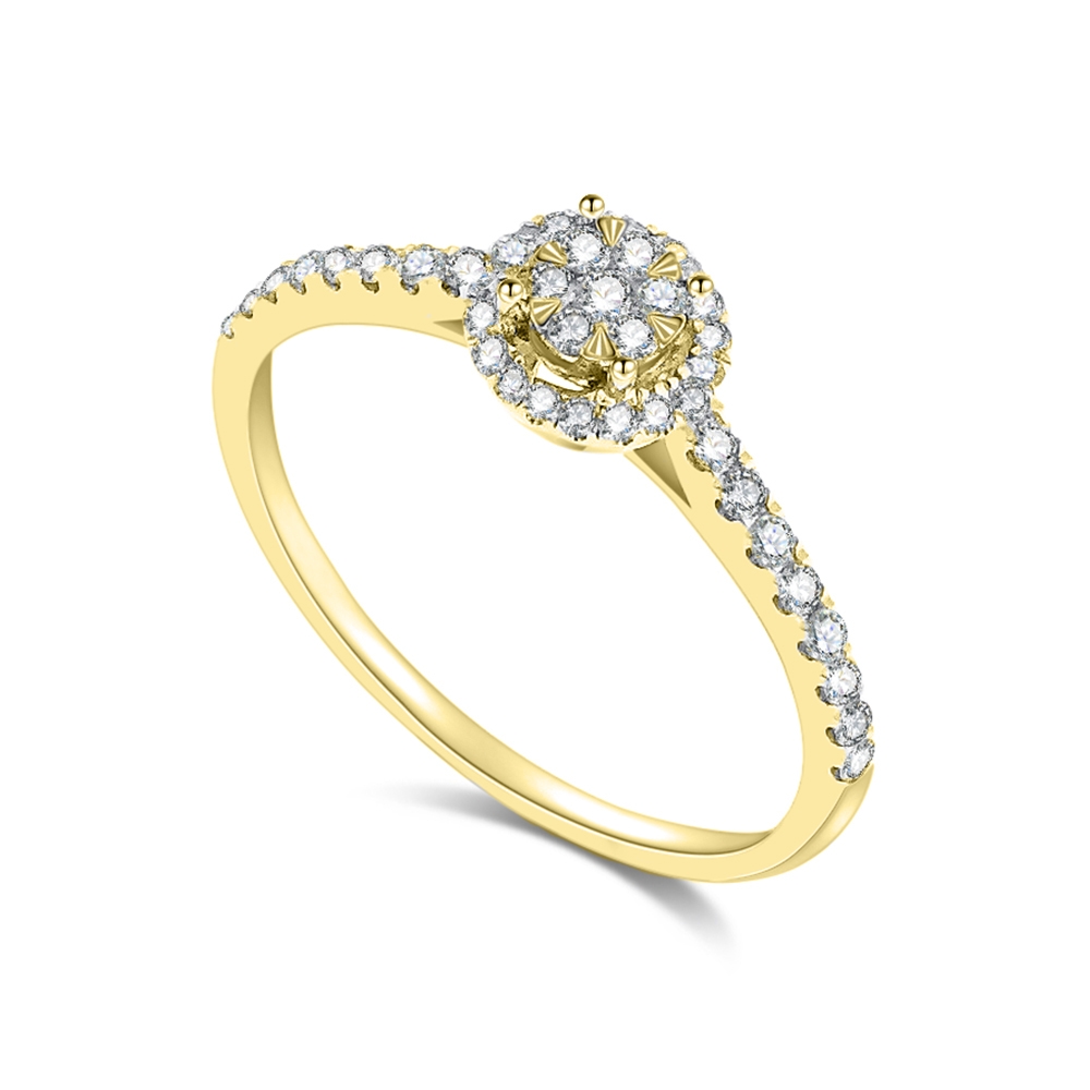 Inel din aur galben cu pietre Diamant