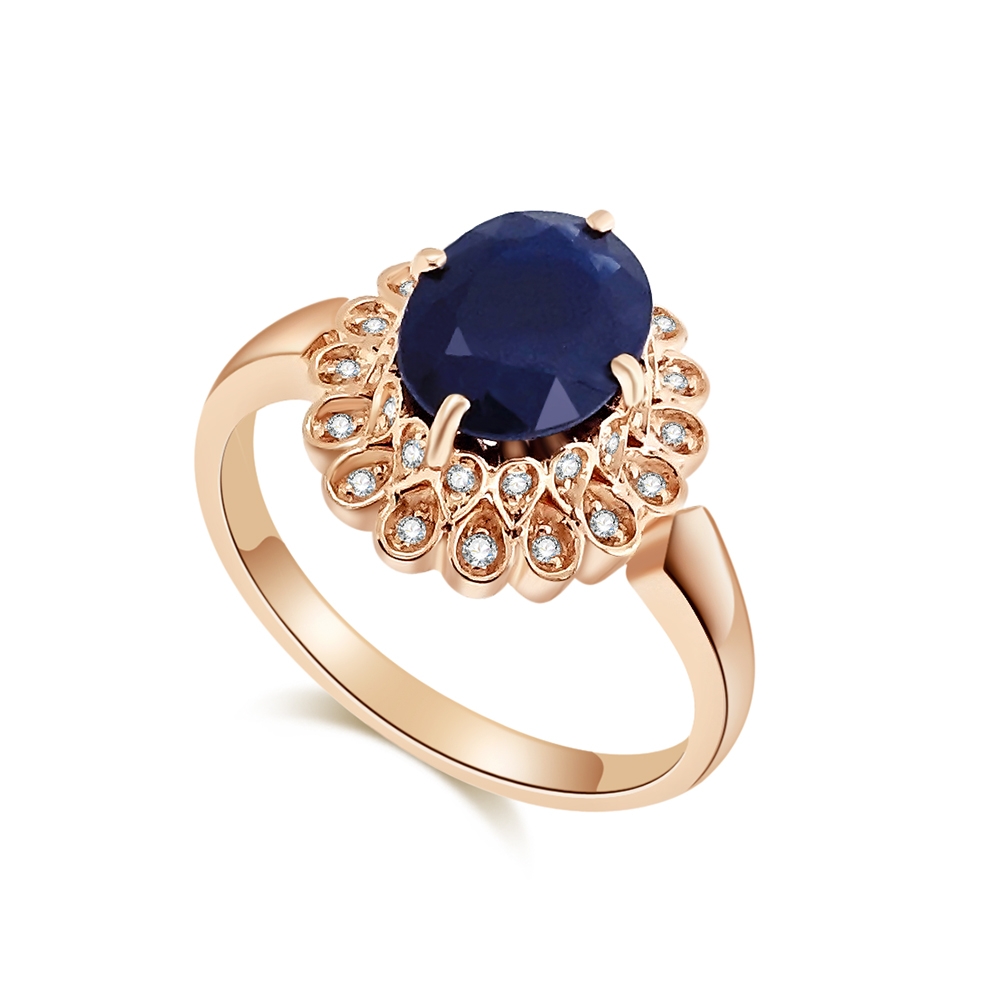 Inel din aur roz cu pietre Diamant, Safir