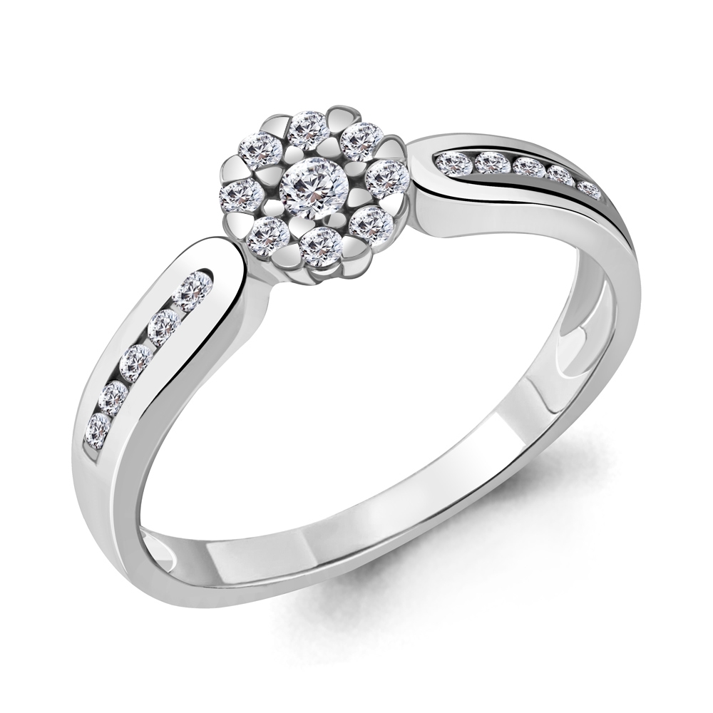 Inel din aur alb cu pietre Diamant