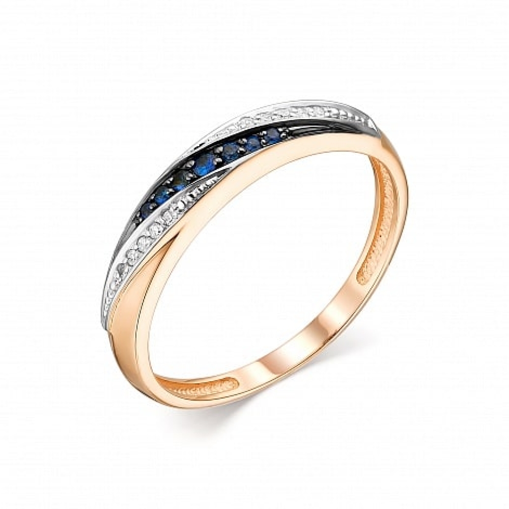 Inel din aur roz cu pietre Diamant, Safir