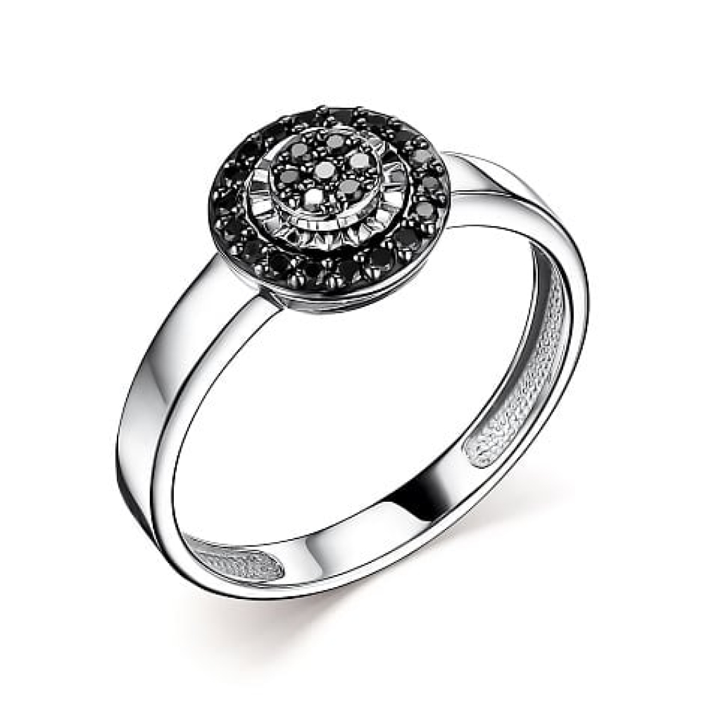 Inel din aur alb cu pietre Diamant negru