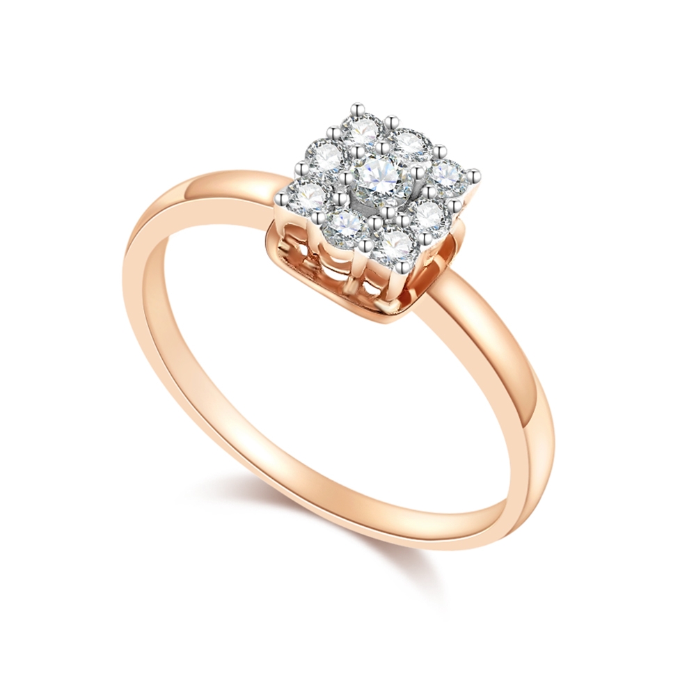 Inel din aur roz cu pietre Diamant