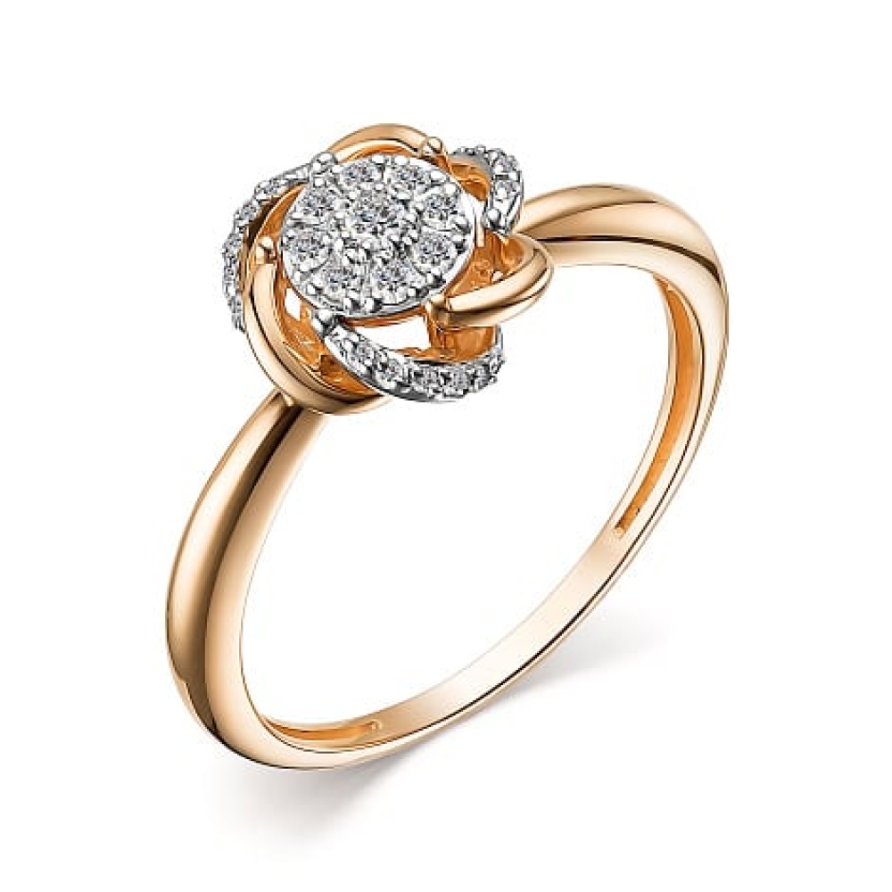 Inel din aur roz cu pietre Diamant