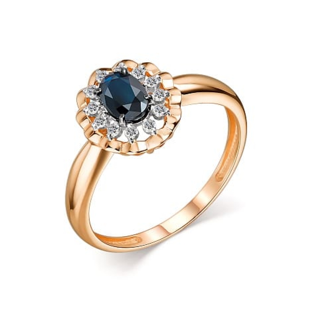Inel din aur roz cu pietre Diamant, Safir
