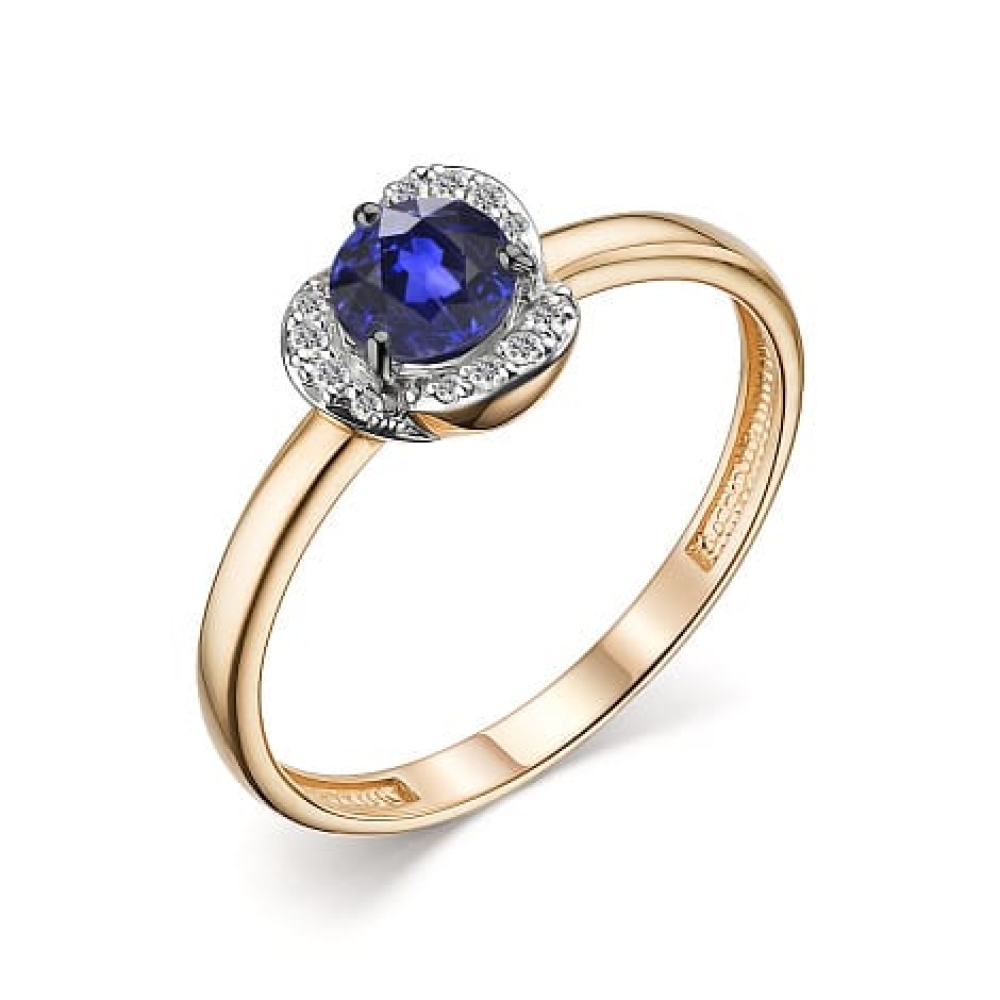 Inel din aur roșu cu pietre Diamant, Safir