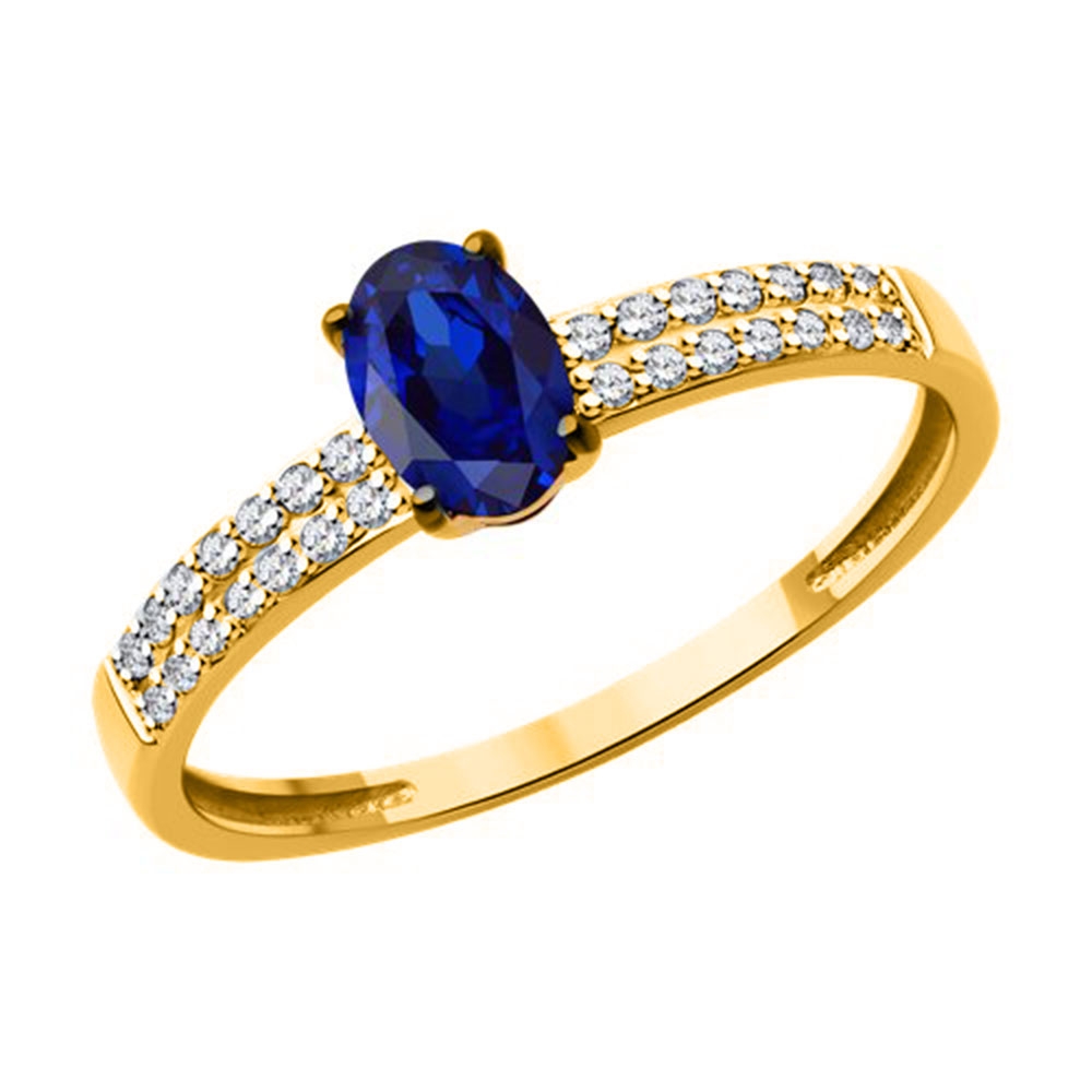 Inel din aur roz cu pietre Diamant, Safir