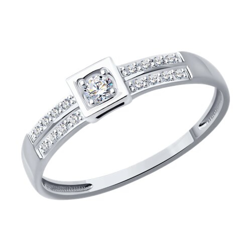 Inel din aur alb cu pietre Diamant