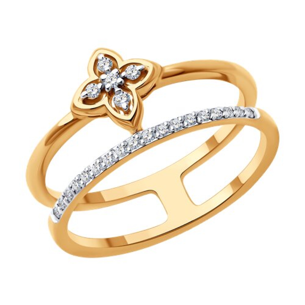 Inel din aur roz cu pietre Diamant