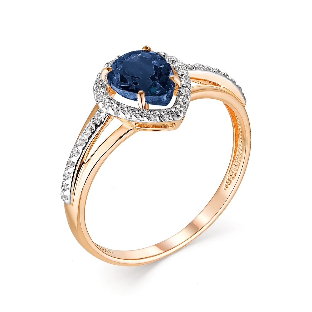 Inel din aur roz cu pietre Cubic Zirconia Incolor, Topaz London