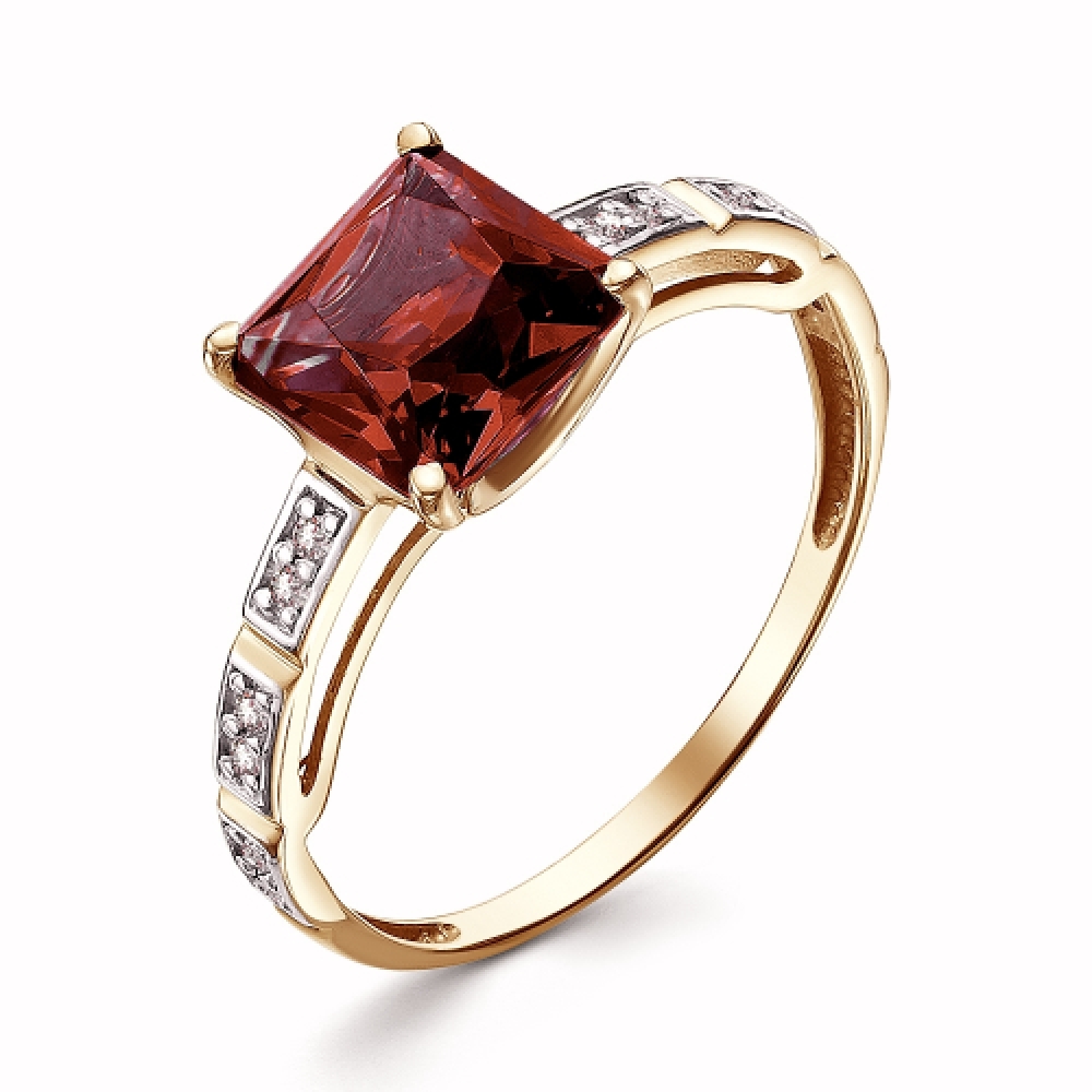 Inel din aur roz cu pietre Cubic Zirconia Incolor, Rodolit