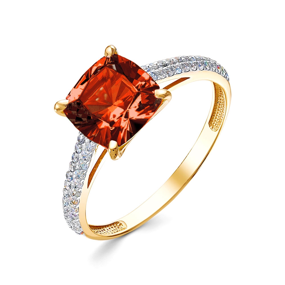 Inel din aur roz cu pietre Cubic Zirconia Incolor, Rodolit
