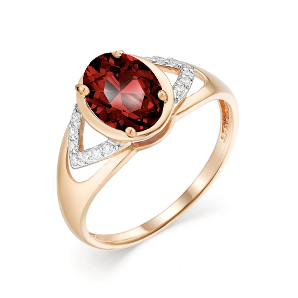 Inel din aur roz cu pietre Cubic Zirconia Incolor, Rodolit