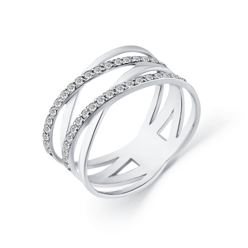 Inel din aur alb cu pietre Cubic zirconia