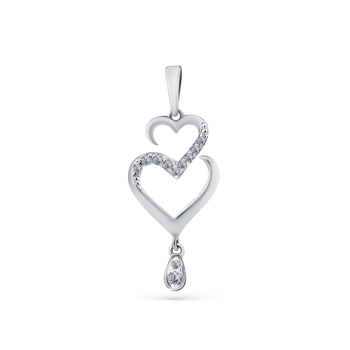 Pandantiv din aur alb cu pietre Cubic zirconia