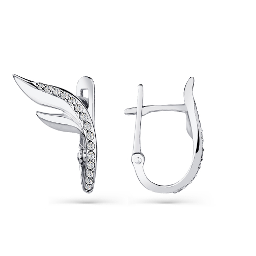Cercei din aur alb cu pietre Cubic zirconia
