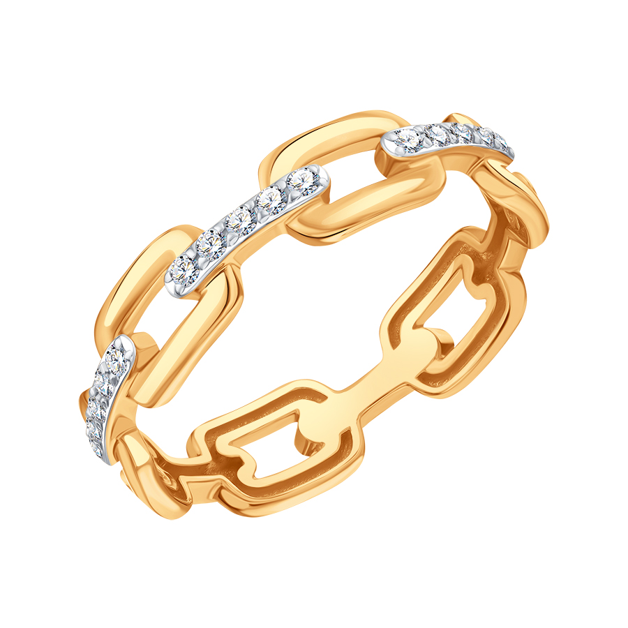 Inel din aur roșu cu pietre Cubic zirconia