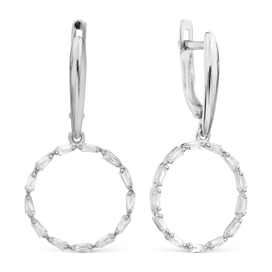 Cercei Suspendați din aur alb cu pietre Cubic Zirconia Incolor