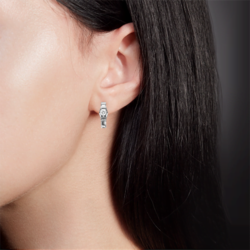Cercei din aur alb cu pietre Cubic Zirconia Incolor