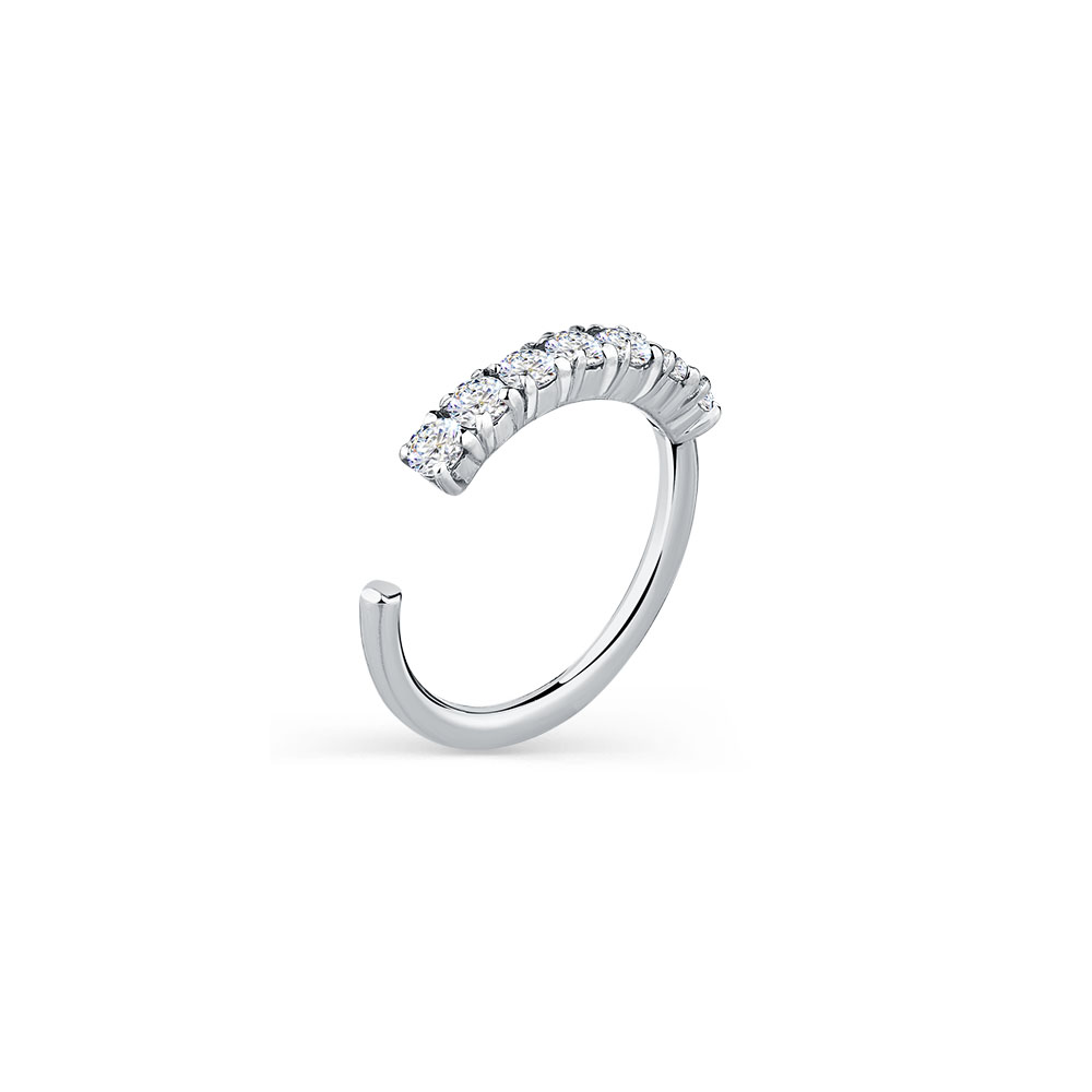 Piercing din aur alb cu pietre Cubic Zirconia Incolor