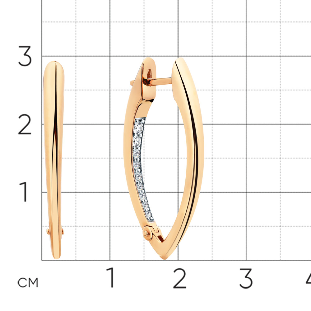 Cercei Creole din aur roșu cu pietre Cubic Zirconia Incolor