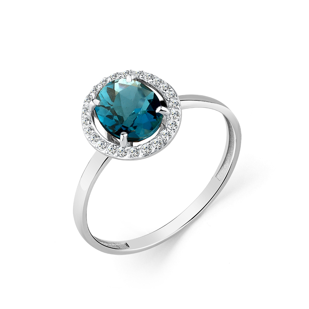 Inel din aur alb cu pietre Cubic Zirconia Incolor, Topaz London