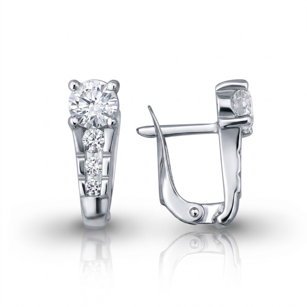 Cercei din aur alb cu Cubic Zirconia Incolor